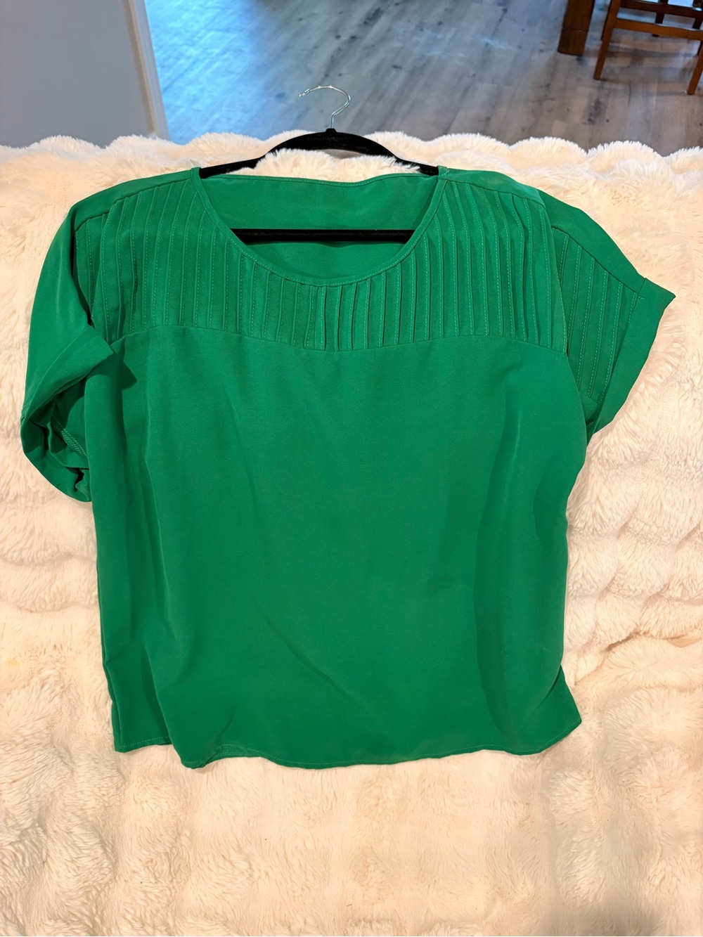 Green Women’s Pleated Yoke Blouse
